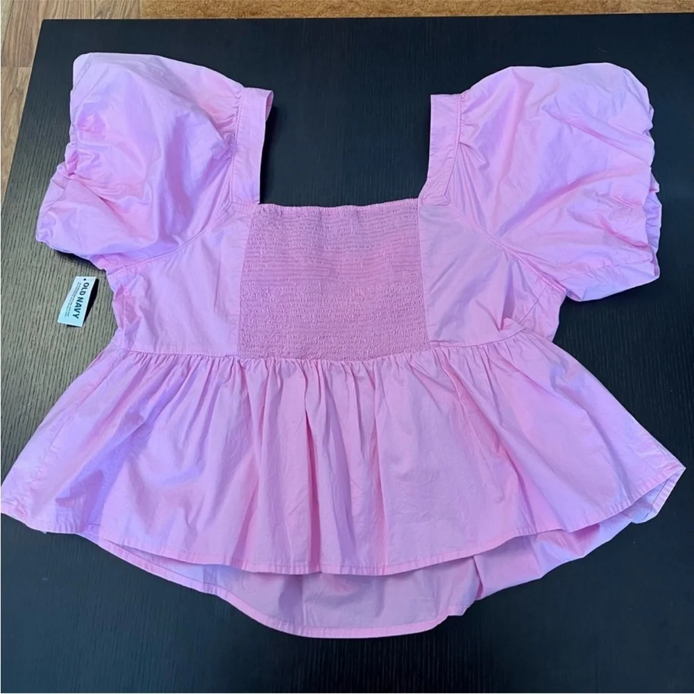 ❣️🆕Old Navy May All Day Pink Puff Sleeve Babydoll Top❣️